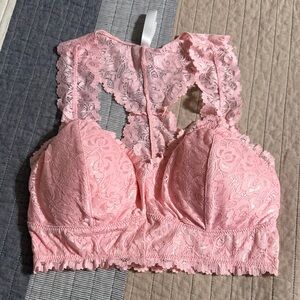 Zenana Outfitters Pink Lace Bralette